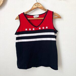 y2k White Stag red white‎ blue star sleeveless sweater v neck tank top M